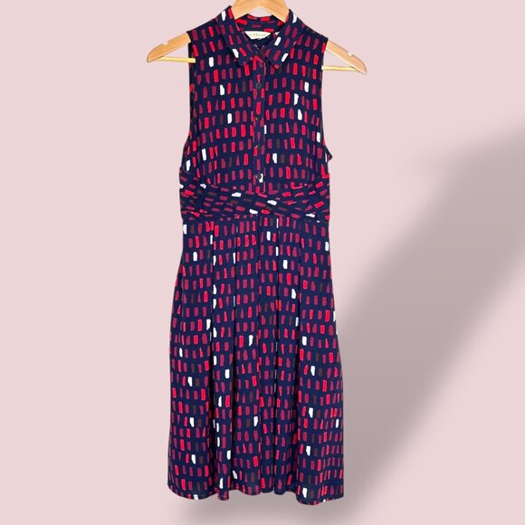 Anthropologie 11.1 Tylho Brynn Shirtdress In Navy/ Marin Red Career Size Small - Picture 6 of 12